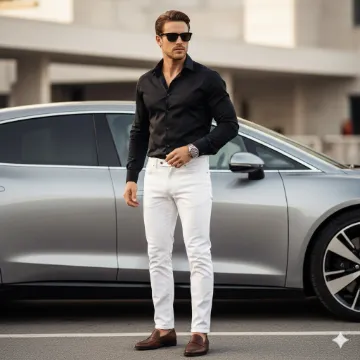 Google Gemini AI Black Shirt Boy Luxury Lifestyle Photo Editing Prompt AI generation example for Black Shirt Boy