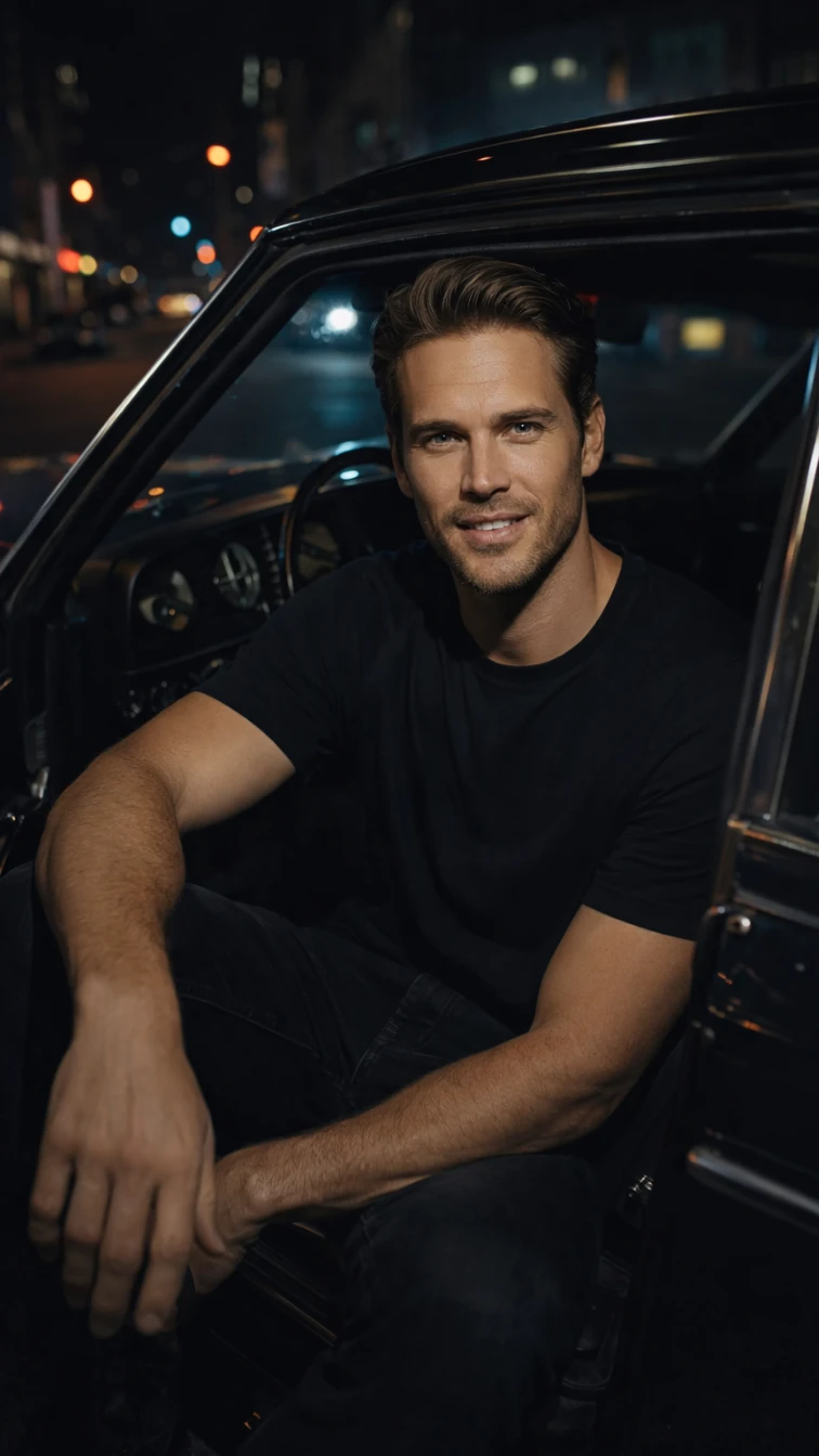 Cinematic Night Car Portrait Prompt (Late 90s–Early 2000s Feel) AI generation example for Car Portrait