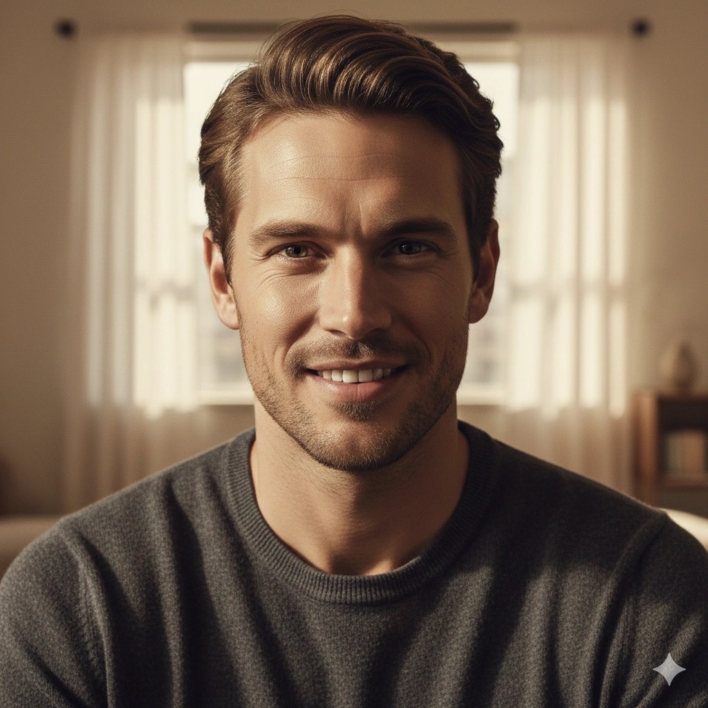 Cinematic window light portrait AI generation example for Cinematic Portrait