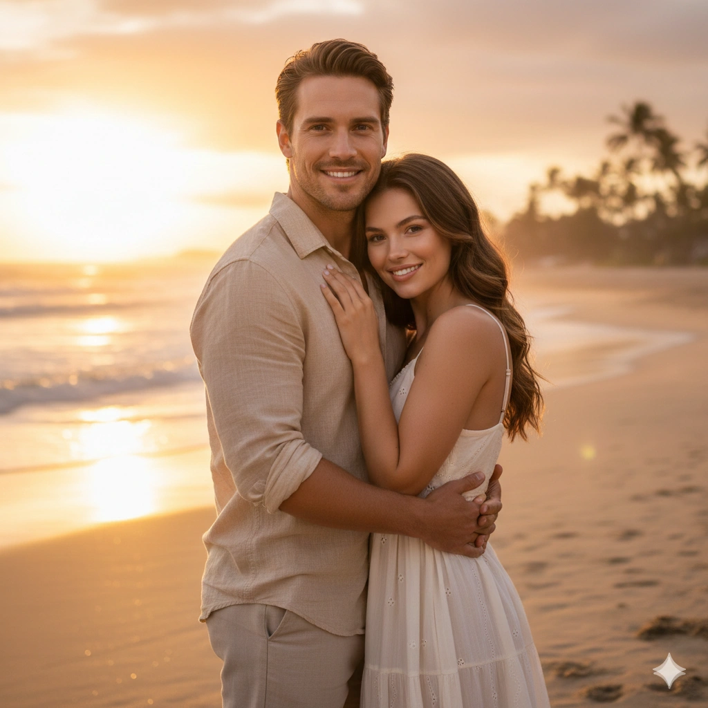 Romantic couple sunset portrait AI generation example for Couple Portrait