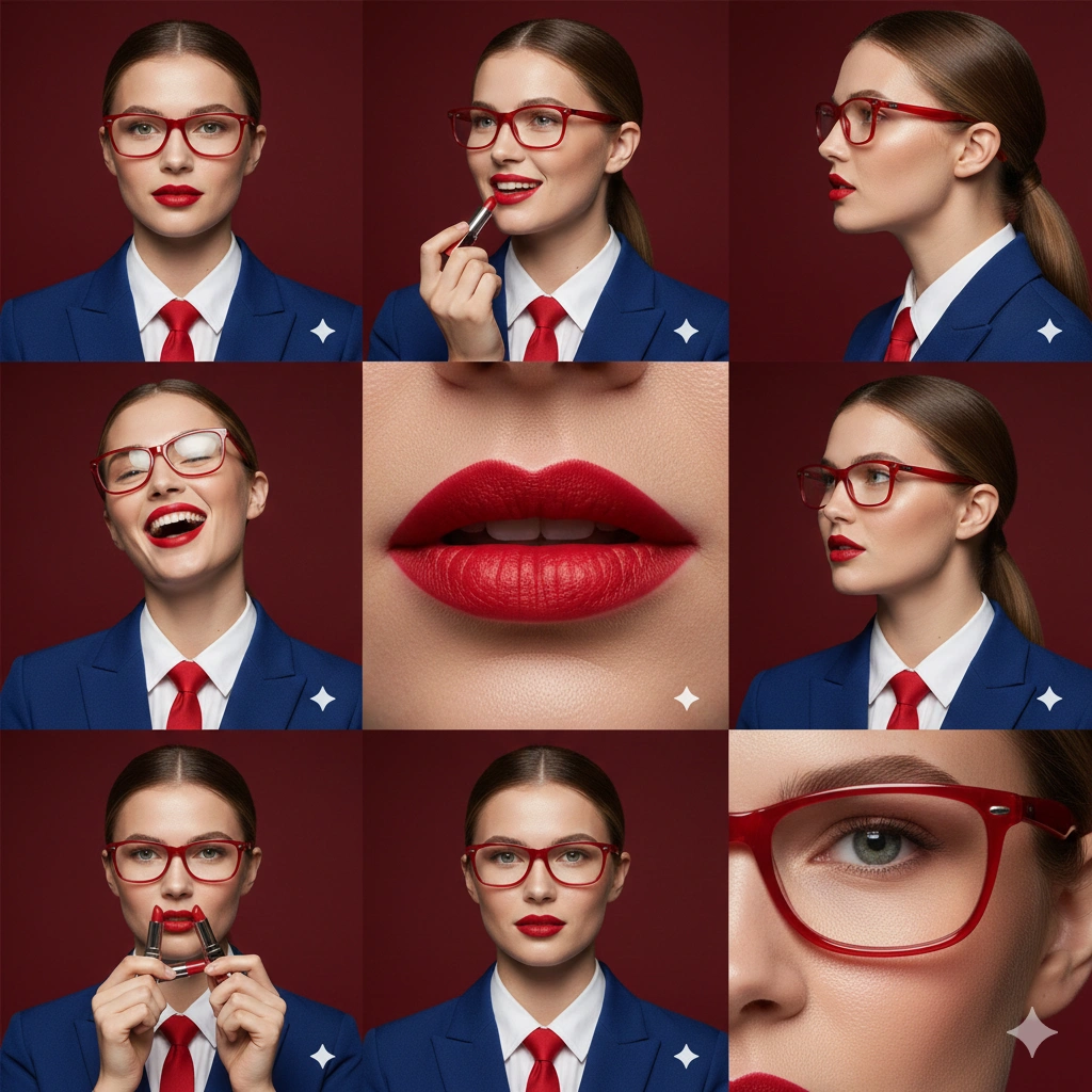 Red Elegance Campaign AI generation example for Editorial Portrait