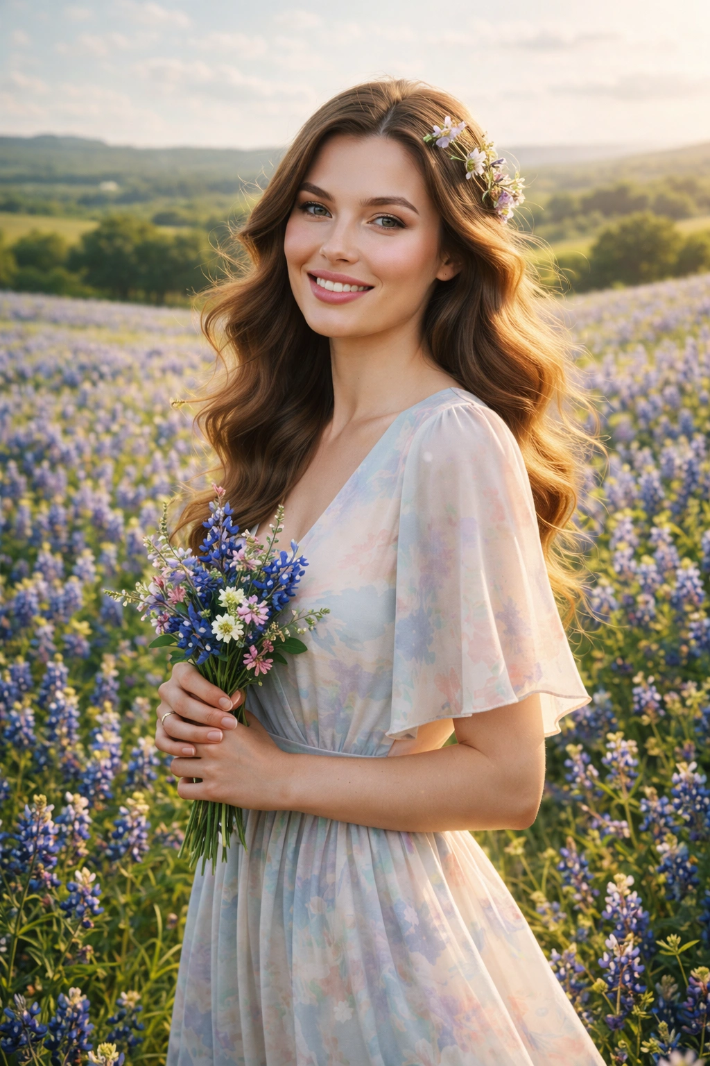 Texas Bluebonnet Spring Festival Portrait AI generation example for Event Portrait