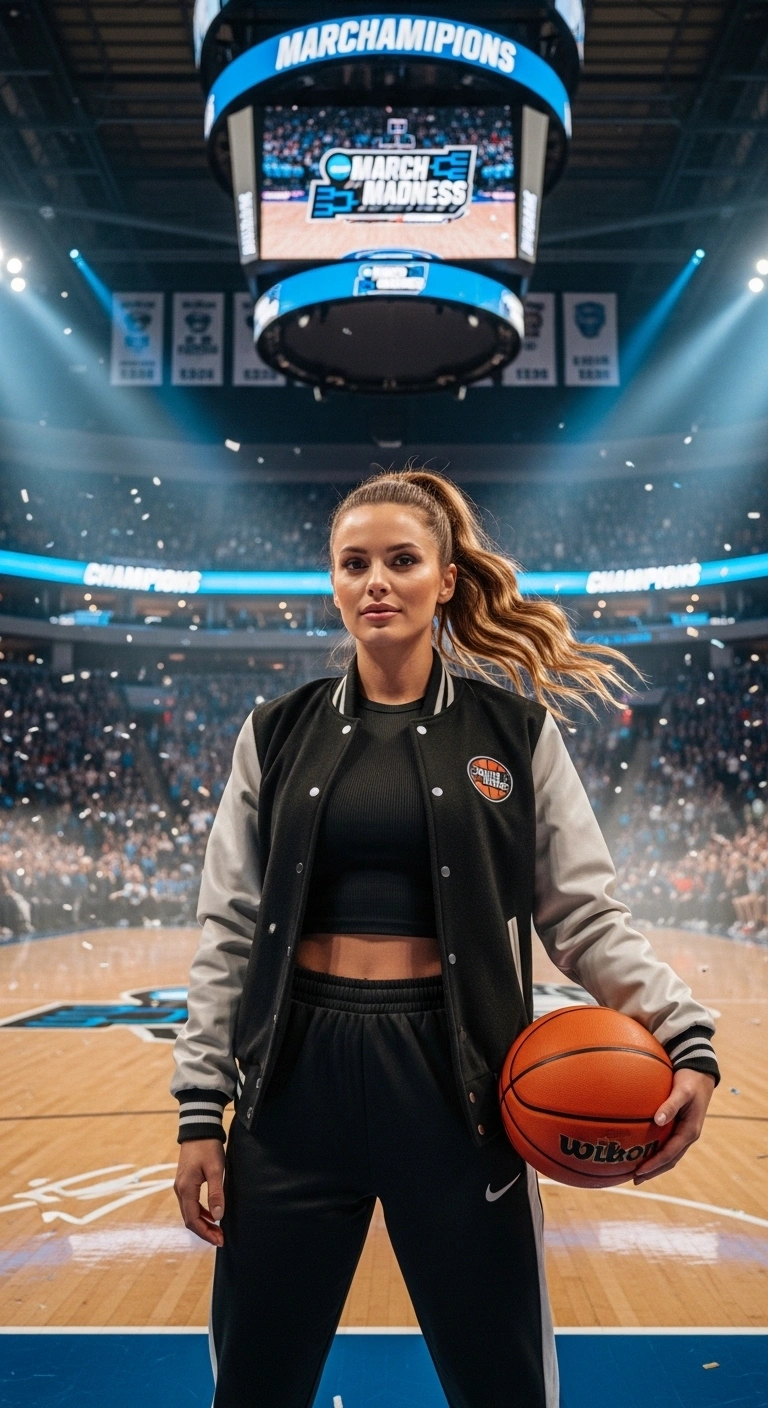 March Madness Basketball Arena Portrait AI generation example for Event Portrait