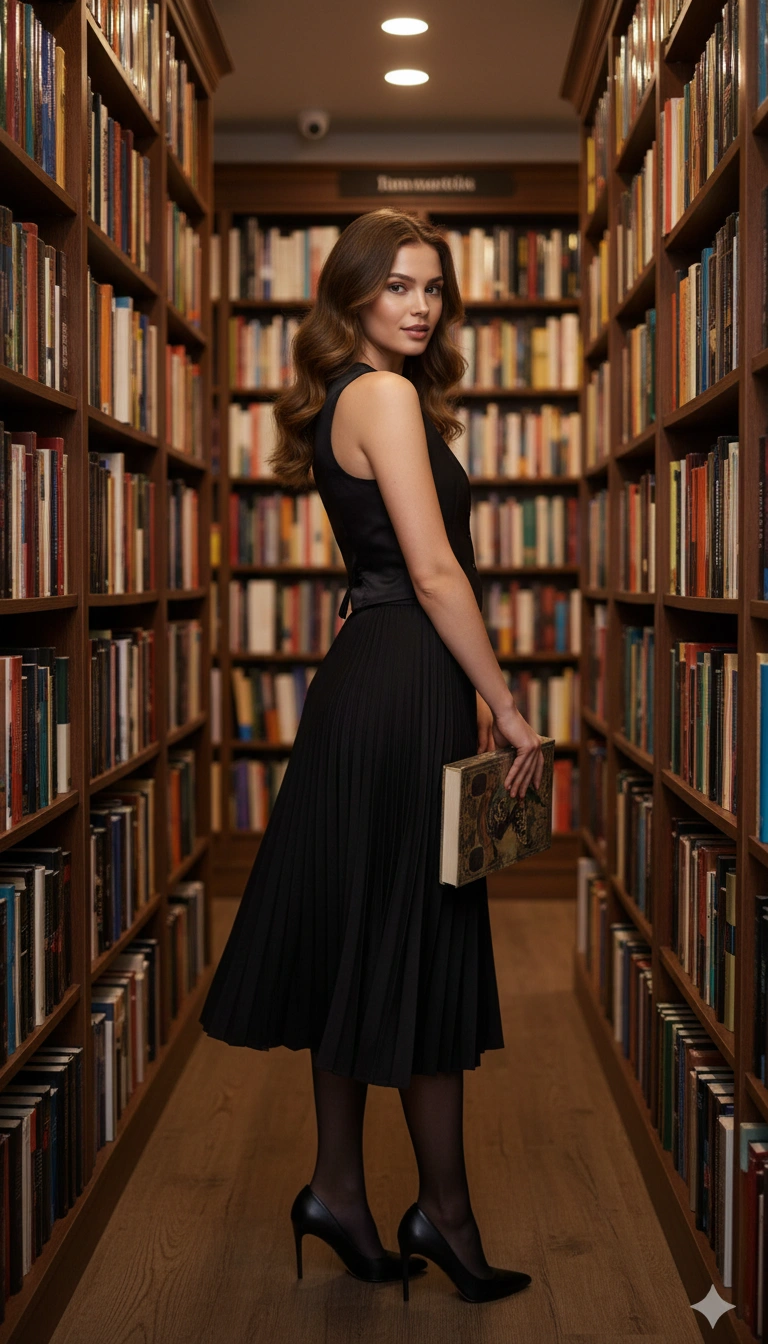 Bookstore Fashion Portrait AI generation example for Fashion Portrait