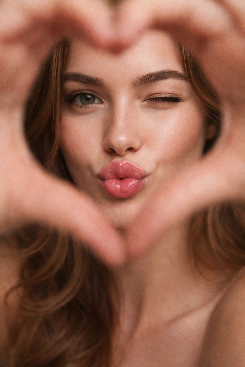 Heart Frame Close-Up AI generation example for Female Portrait