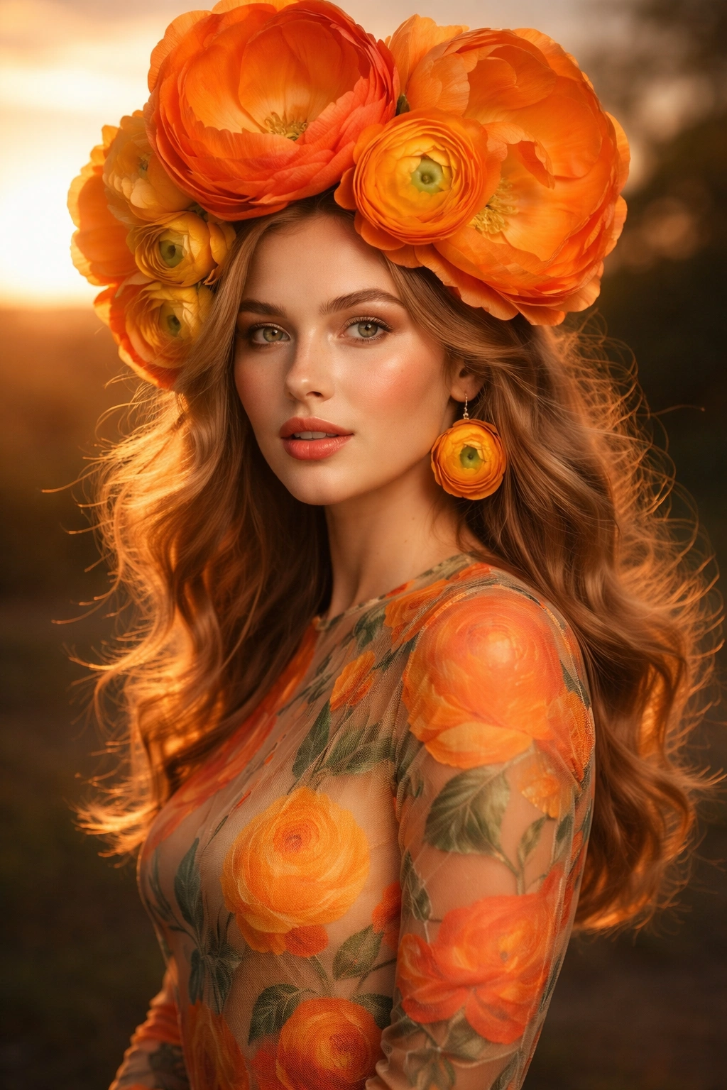 Orange Blossom Beauty AI generation example for Female Portrait