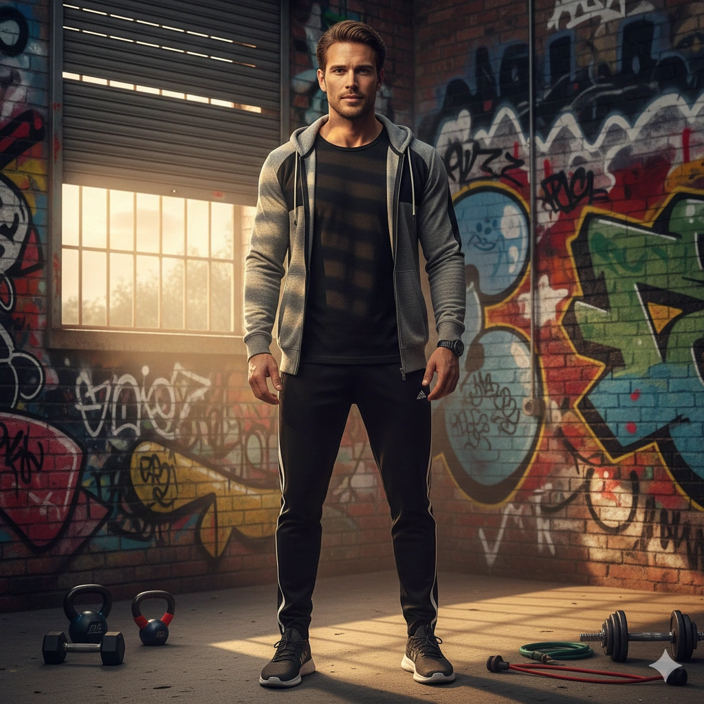 Sportswear fashion portrait AI generation example for Fitness Boy