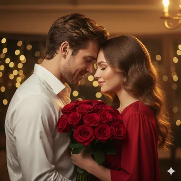 Whispers of Roses — An Intimate Rose Day Moment AI generation example for Happy Rose Day
