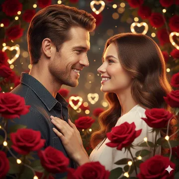 Roses & Smiles — A Cinematic Rose Day Love Moment AI generation example for Happy Rose Day
