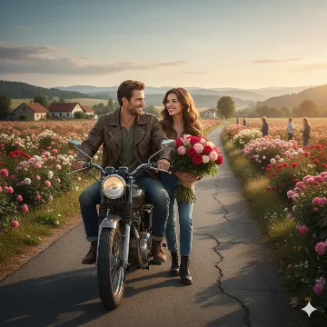 A Real Rose Day Moment — Photorealistic Countryside Romance AI generation example for Happy Rose Day