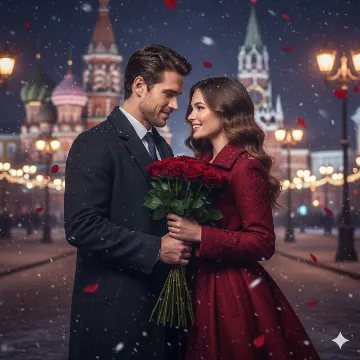 Moscow in Bloom — A Cinematic Rose Day Romance AI generation example for Happy Rose Day