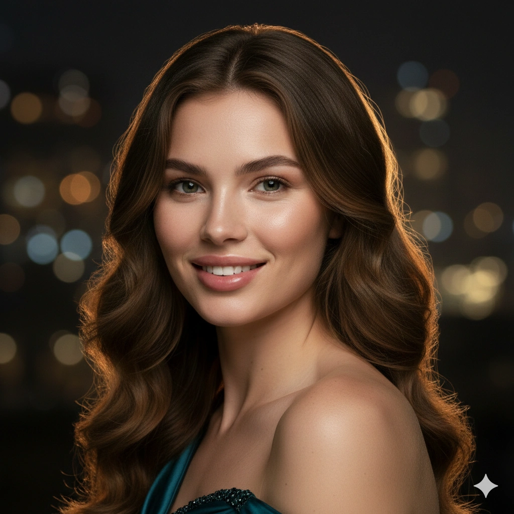 Cinematic Evening Elegance Portrait AI generation example for Hot Girl Portrait