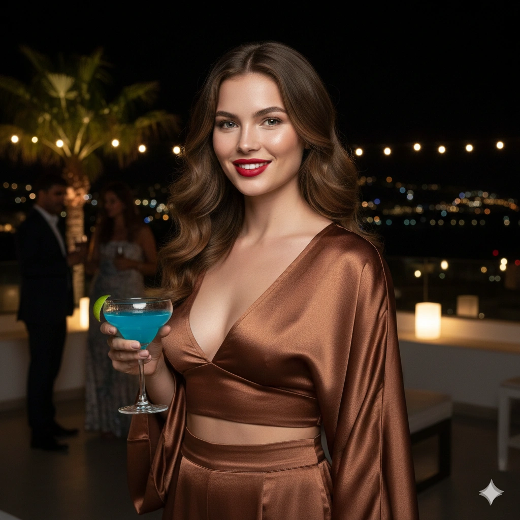 Mykonos Night Party Fashion Portrait AI generation example for Hot Girl Portrait