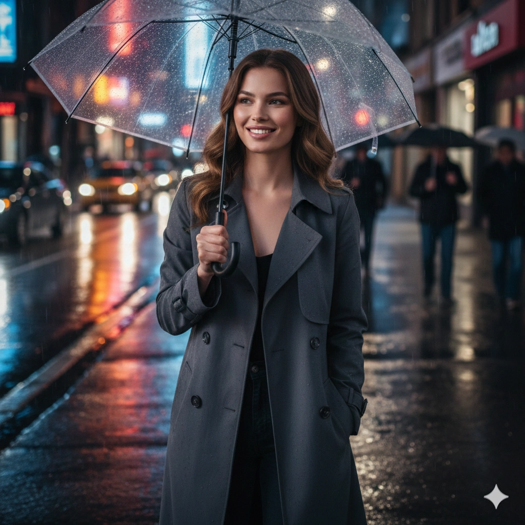 Rainy Street Mood Portrait AI generation example for Hot Girl Portrait