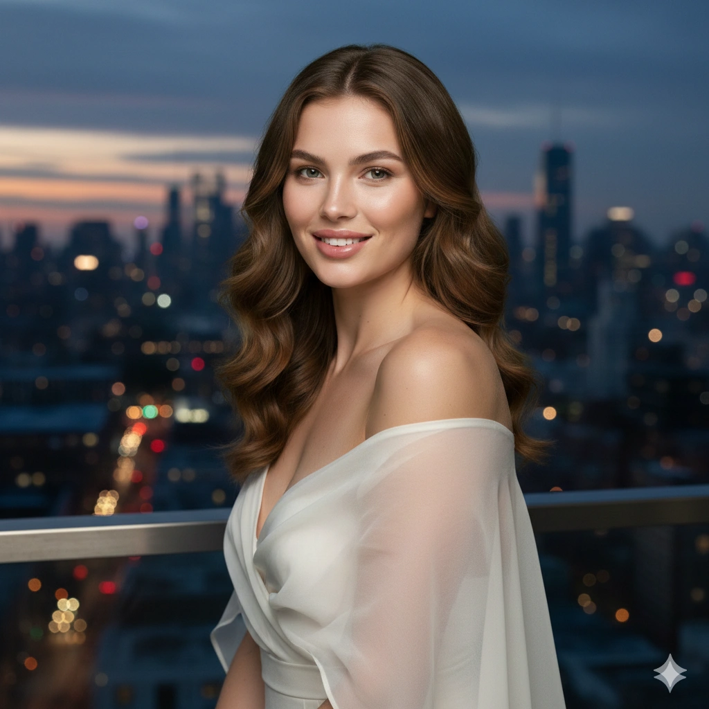 Luxury Balcony Evening Portrait AI generation example for Hot Girl Portrait