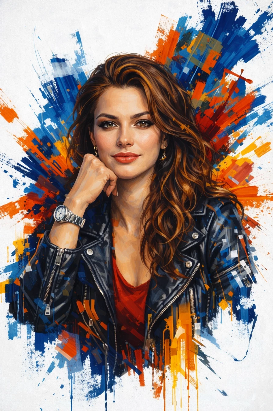 Color Splash Portrait Painting of Stylish Woman – Modern Abstract Art Prompt AI generation example for Lifestyle Portrait