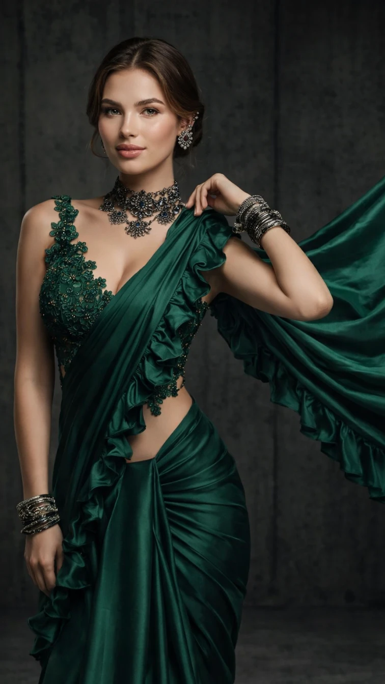 Emerald Elegance of India: A Timeless Portrait AI generation example for Lifestyle Portrait