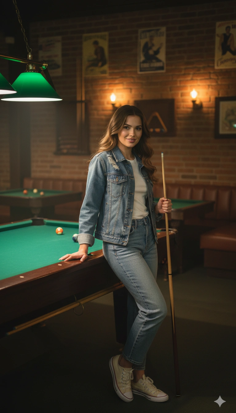 Vintage Pool Hall Night Portrait AI generation example for Lifestyle Portrait