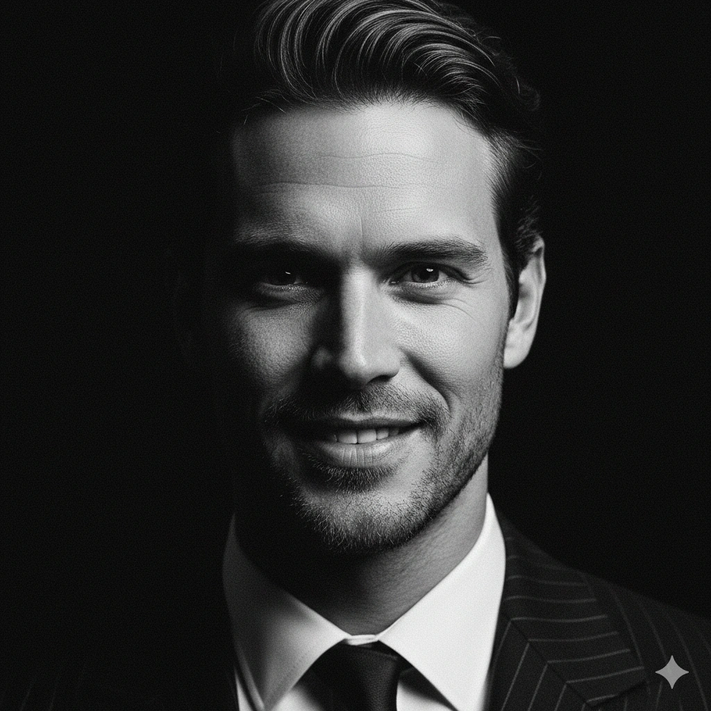 Film noir portrait AI generation example for Moody Portrait