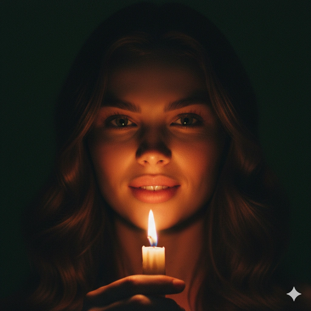 Candlelit Portrait Cinematic Female Portrait AI generation example for Moody Portrait