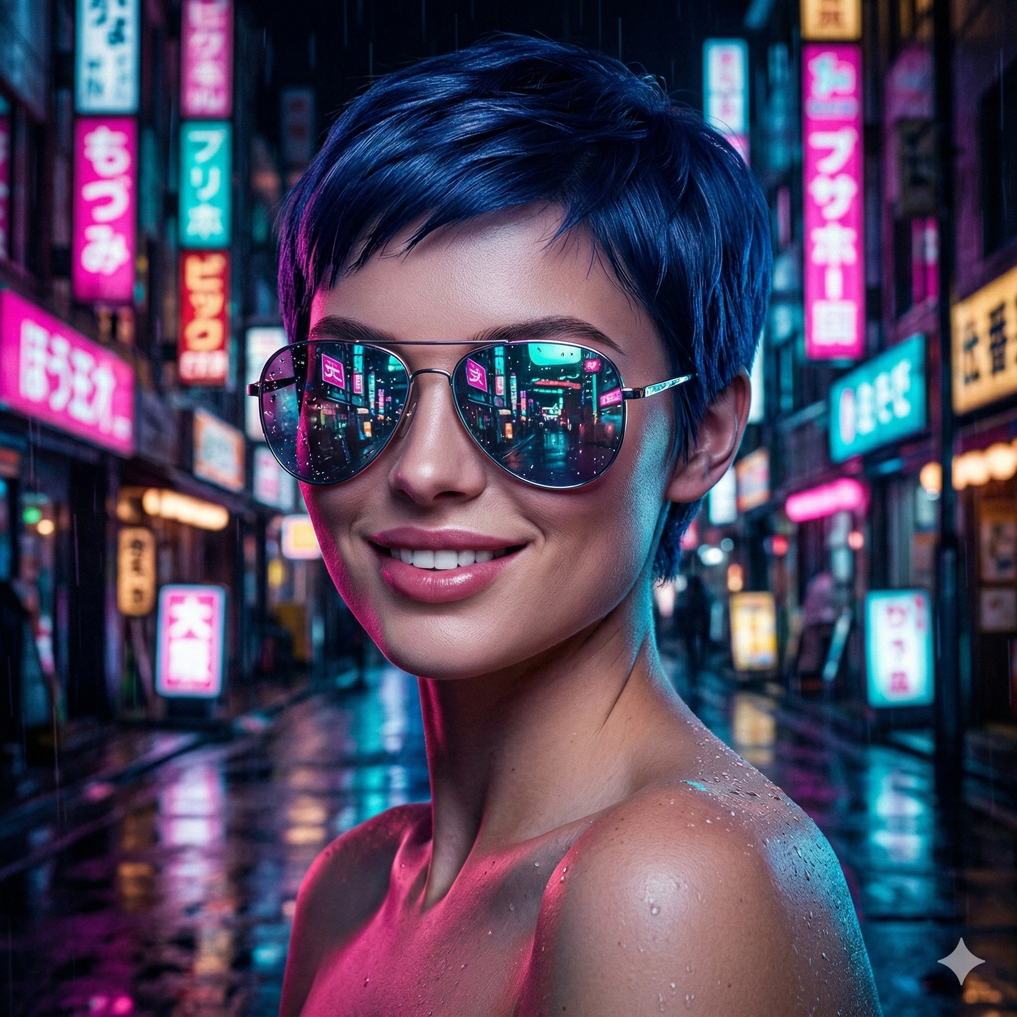 Neon Cyberpunk Portrait AI generation example for Neon Portrait