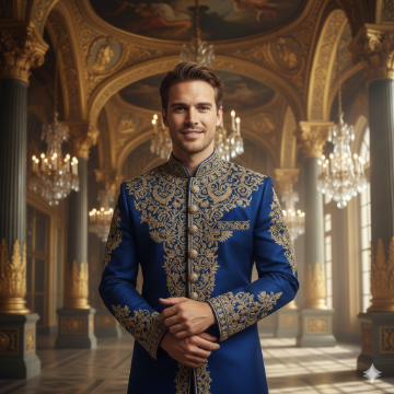 Google Gemini AI Royal Look Boy King Portrait Photo Editing Prompt AI generation example for Royal Look Boy