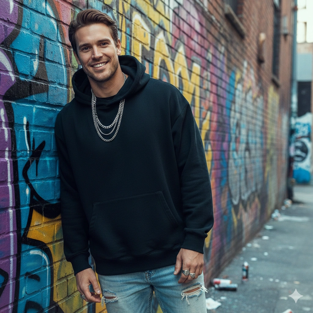 Graffiti alley portrait AI generation example for Streetwear Boy