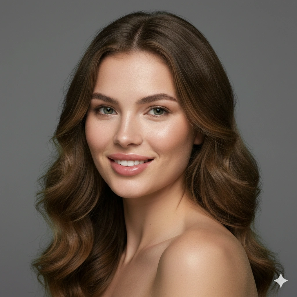 Grey background professional AI generation example for Studio Portrait