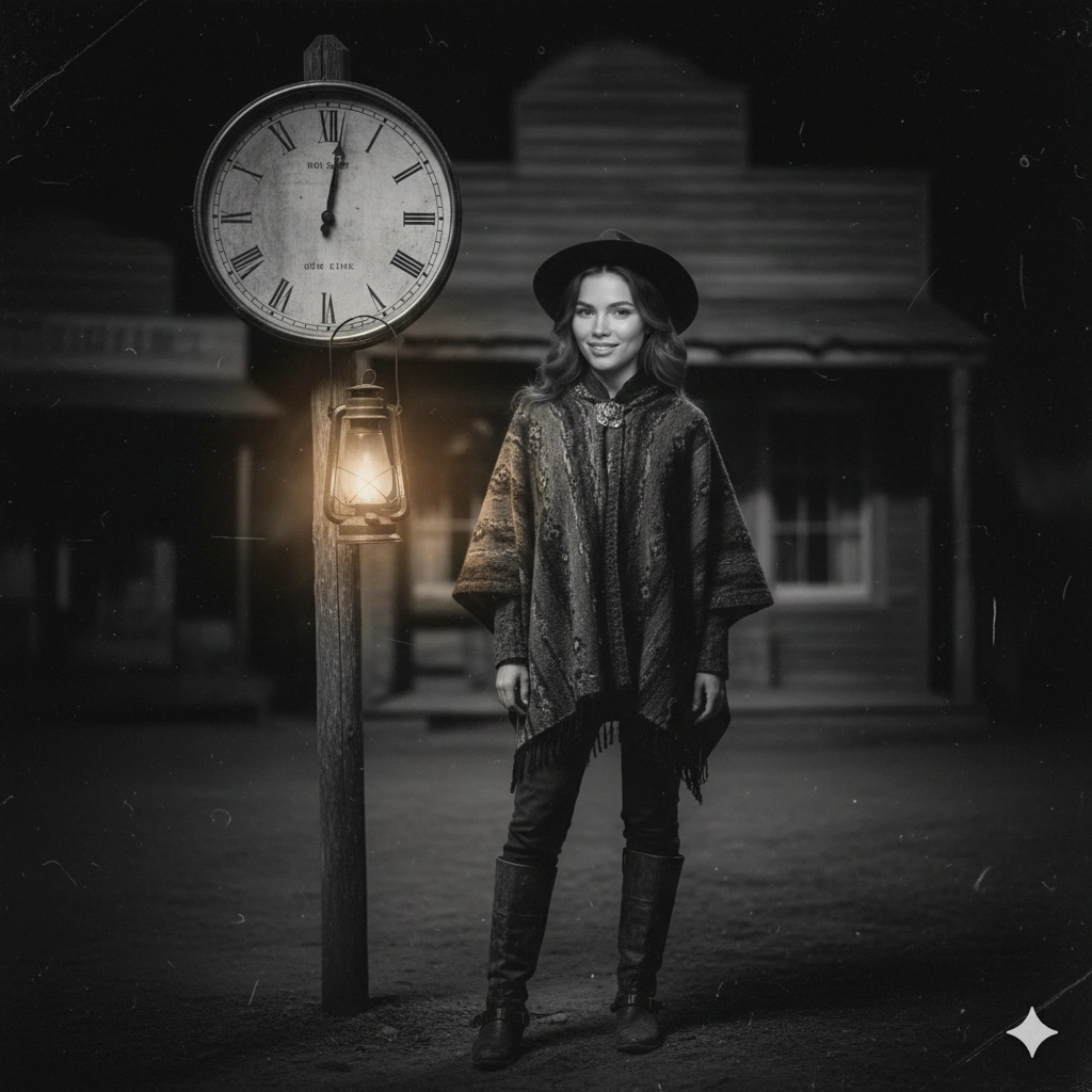 Neon Night Cinematic Female Portrait AI generation example for Vintage Portrait