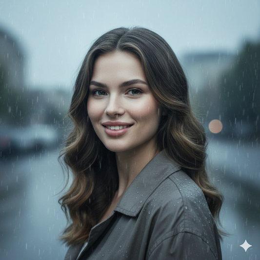 Google Gemini AI Rain Portrait Photo Editing Prompt 3